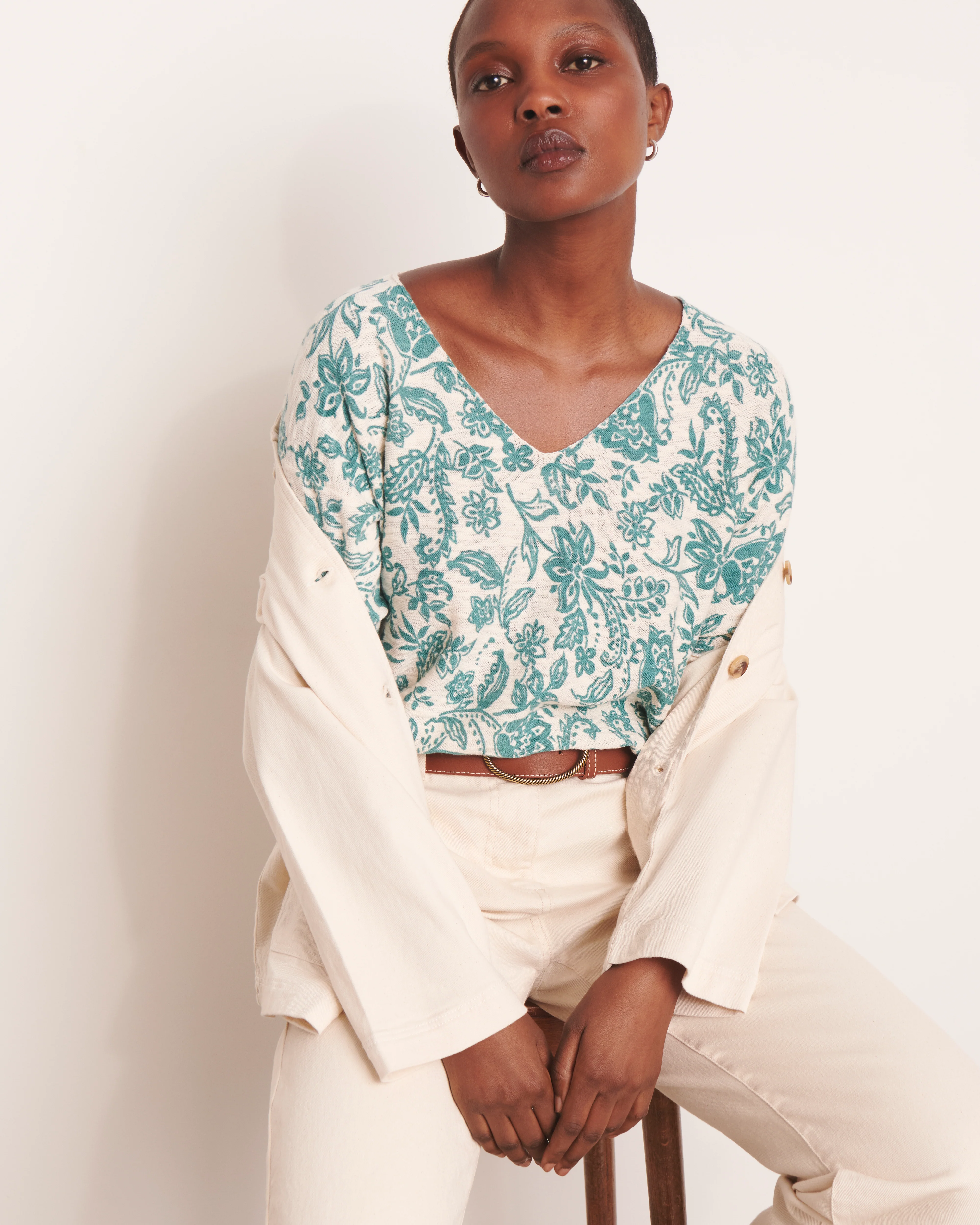 Pull imprimé vert ALICIANE-PRINT/13187/861
