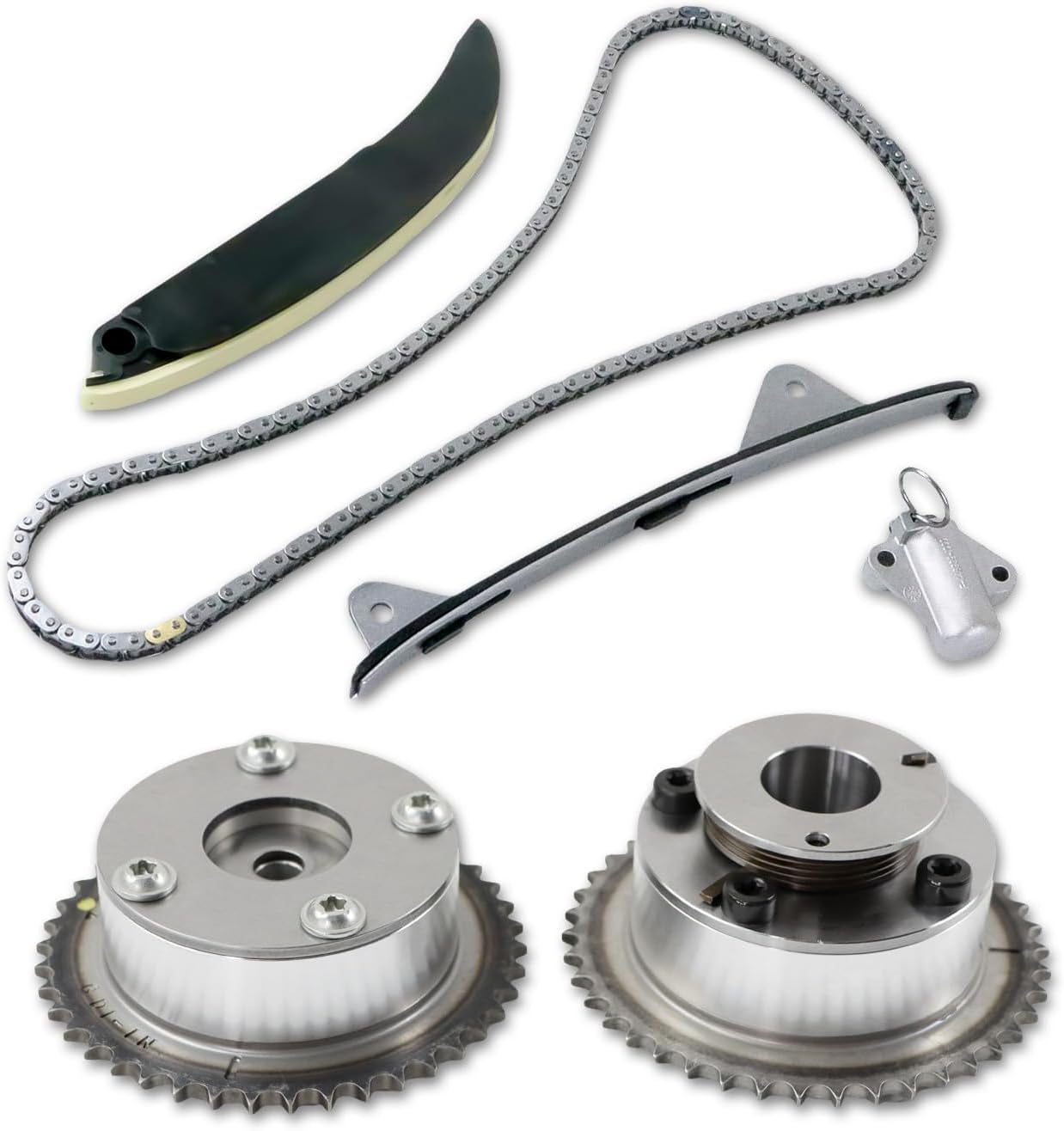 Engine Timing Chain Kit, Compatible with Elantra Coupe Tucson Kia Soul Forte Koup 2.0L L4, Automotive Replaces Part with Intake&Exhaust CVVT Gears 24321-2E200 24350-2E201 24370-2E200