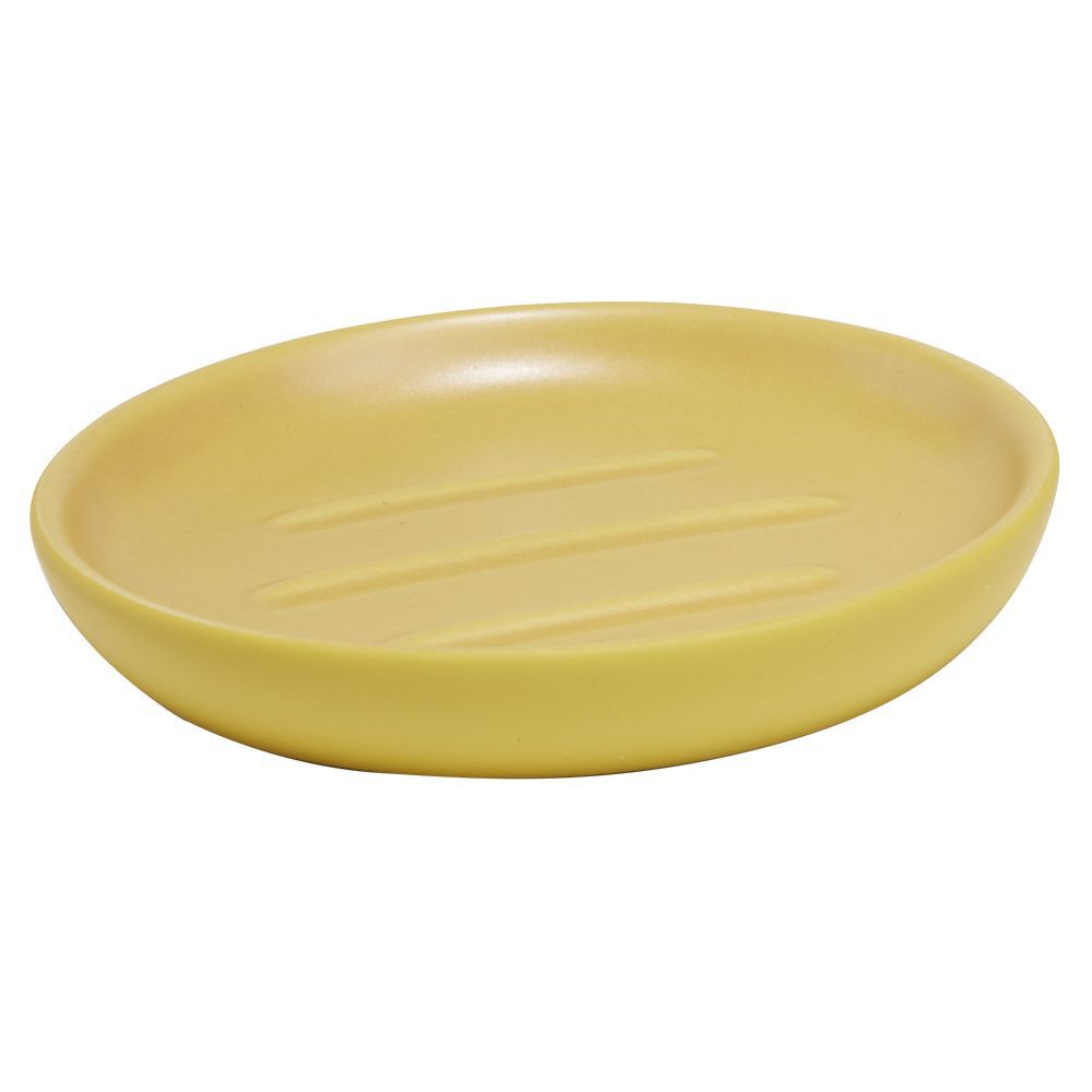 Porte-savon rond céramique jaune Ø10xH2cm