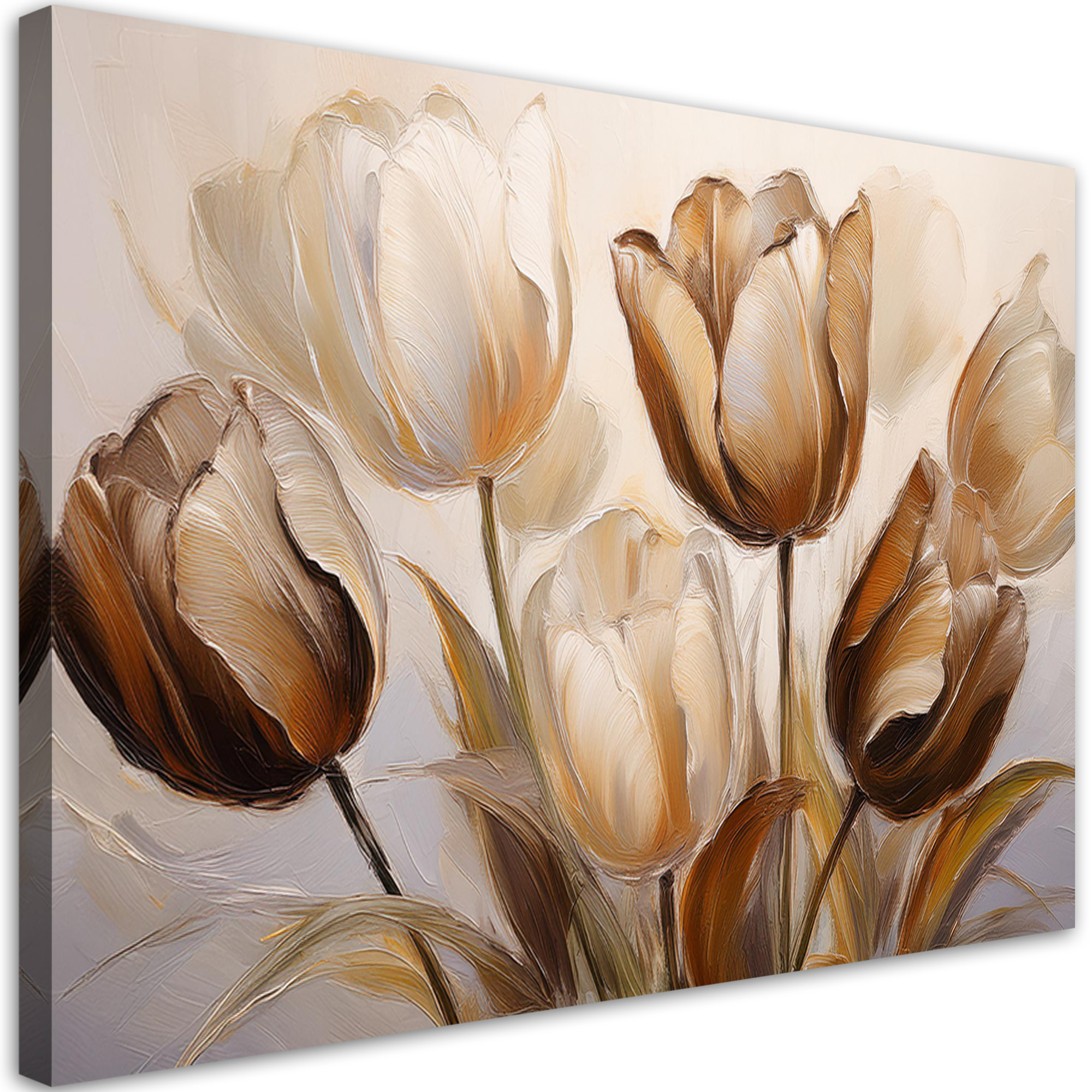 Feeby Obraz na płótnie, Tulipany Kwiaty Sepia Beżowy 60x40