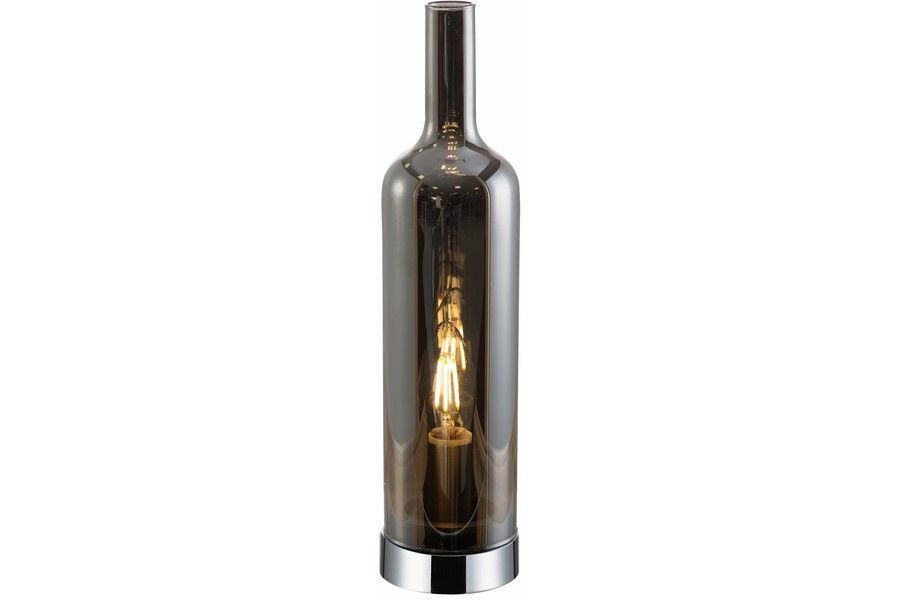Lampa stołowaszaro-chromowana Bottle 1xE14x40W wys:33cm Reality