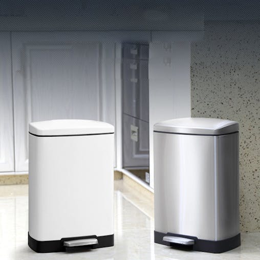 SOGA 4-Pack 12L White Stainless Steel Foot Pedal Trash Bin