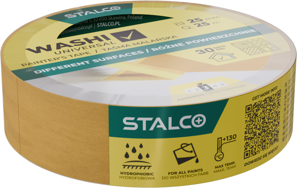 Taśma malarska washi standard 25mm x 25m STALCO S042138218