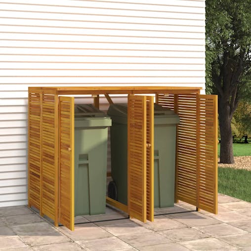 NNEVL Double Garbage Bin Shed 140x89x117 cm Solid Wood Acacia