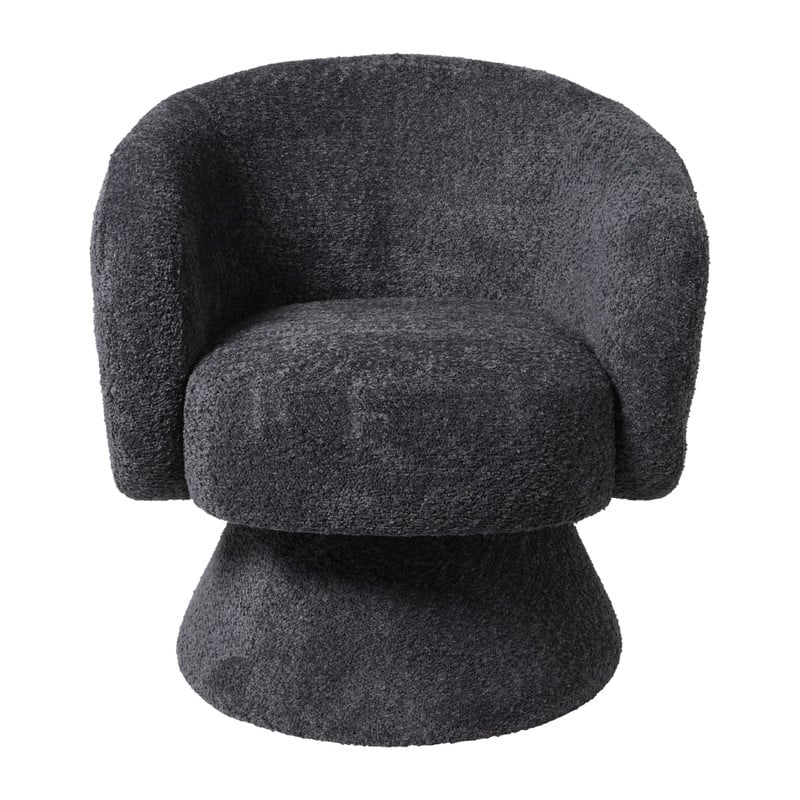 Draaifauteuil boucl&eacute; - zwart - 74x68x66 cm