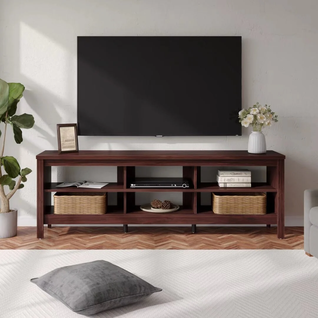 TV Stand for 75 Inch TV Console Table, Wood Entertainment Center