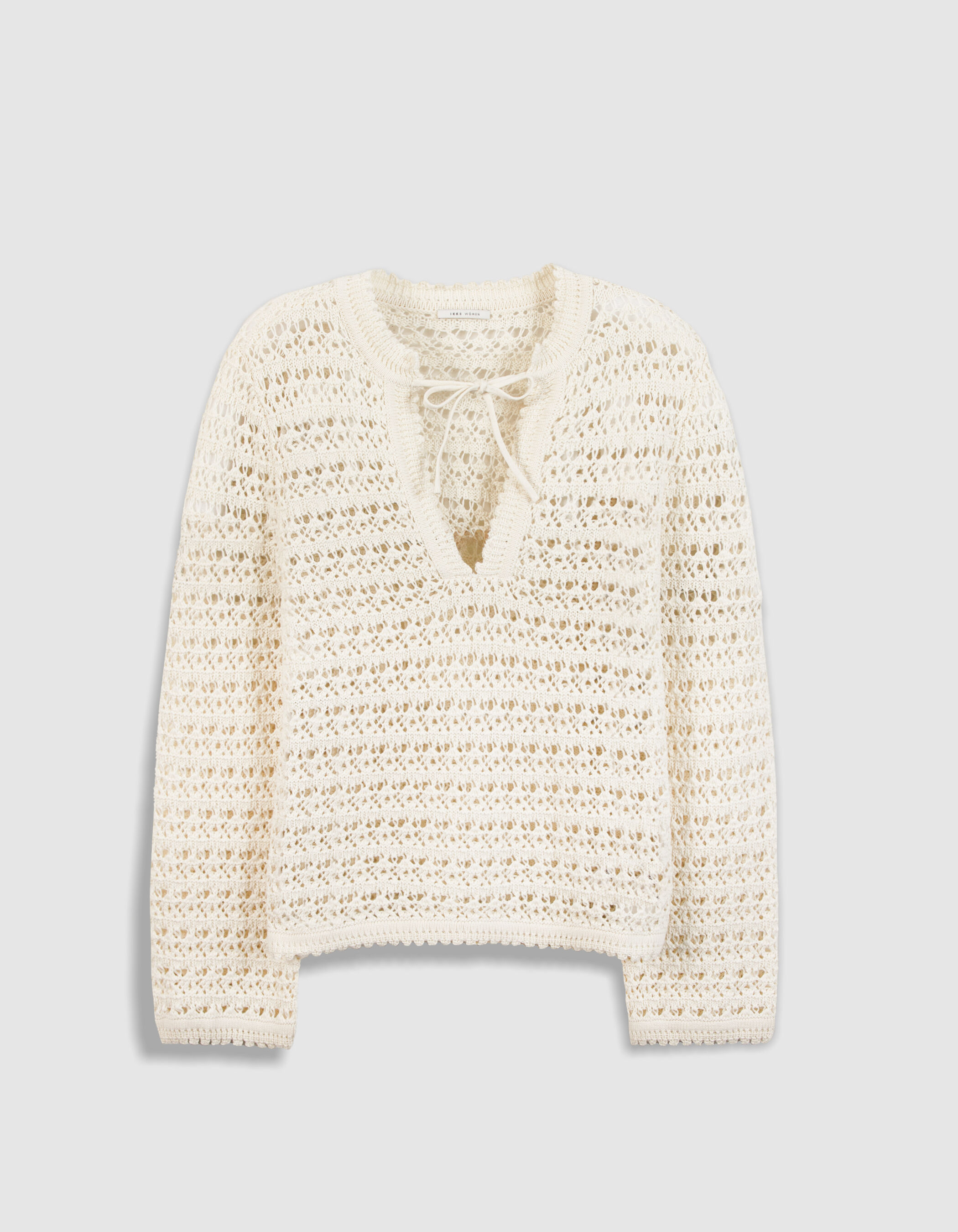 Pull blanc tricot crochet ajouré Femme