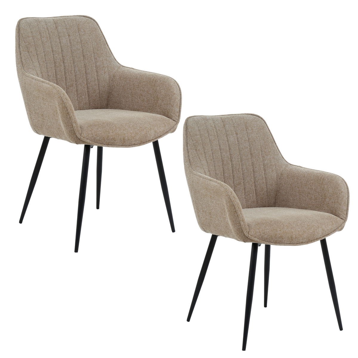 Housecraft Living Maud Eetkamerstoelen Armleuning Taupe - Set van 2