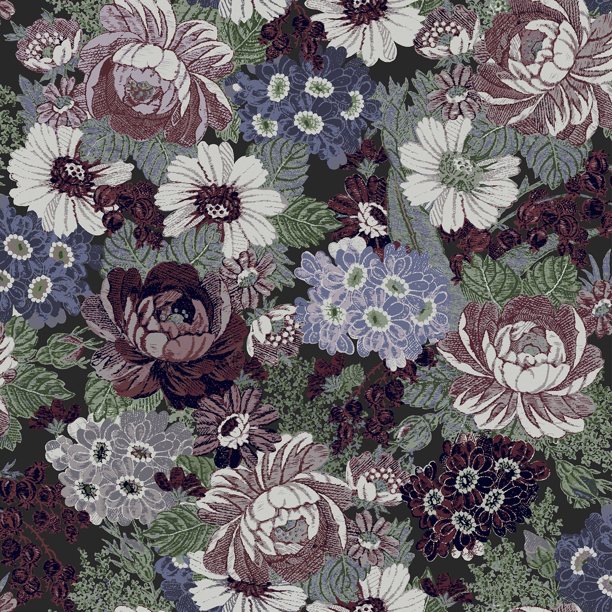 Laura Ashley Vliesbehang - Honnington Peonies Blackberry 10mx52cm