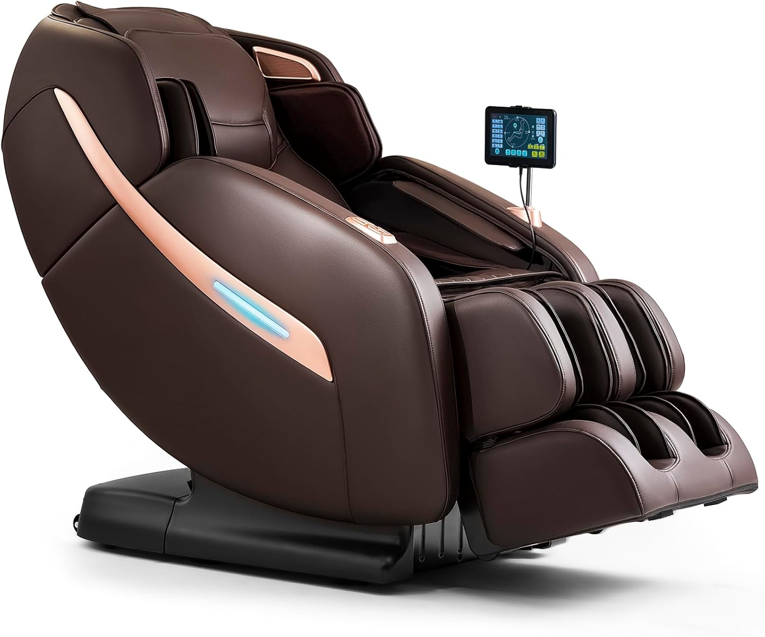 MYNTA Massage Chair Full Body, Zero Gravity SL Track Heavy Duty Massage Recliner Chair with Heat, 12 Auto Modes for Home, M1612 Brown