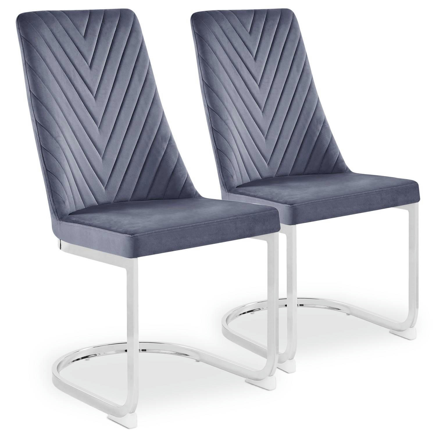 MISTIGRI - Lot de 2 chaises design velours gris
