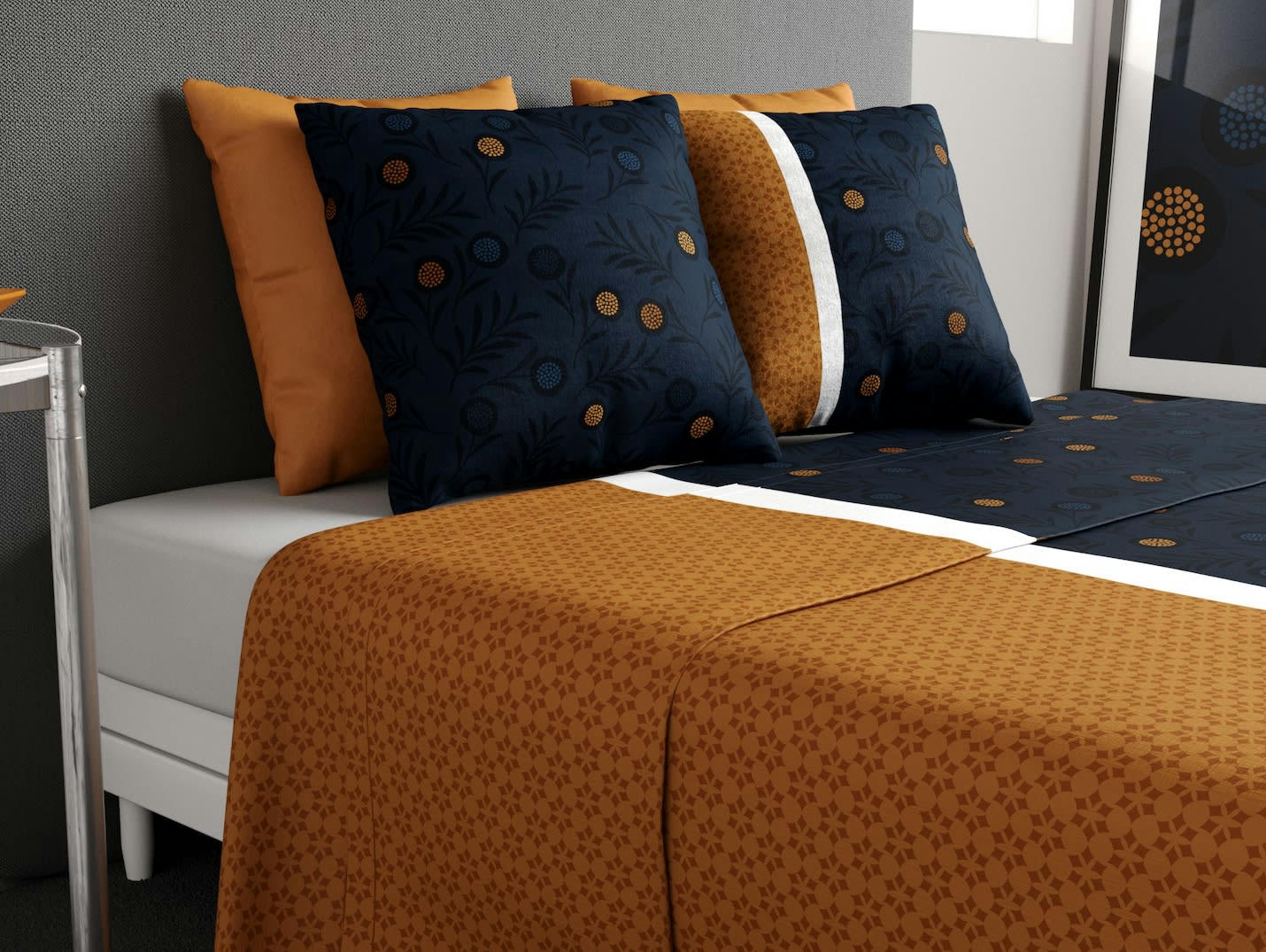 BEL'OR - Parure de drap coton jaune 180x290 cm