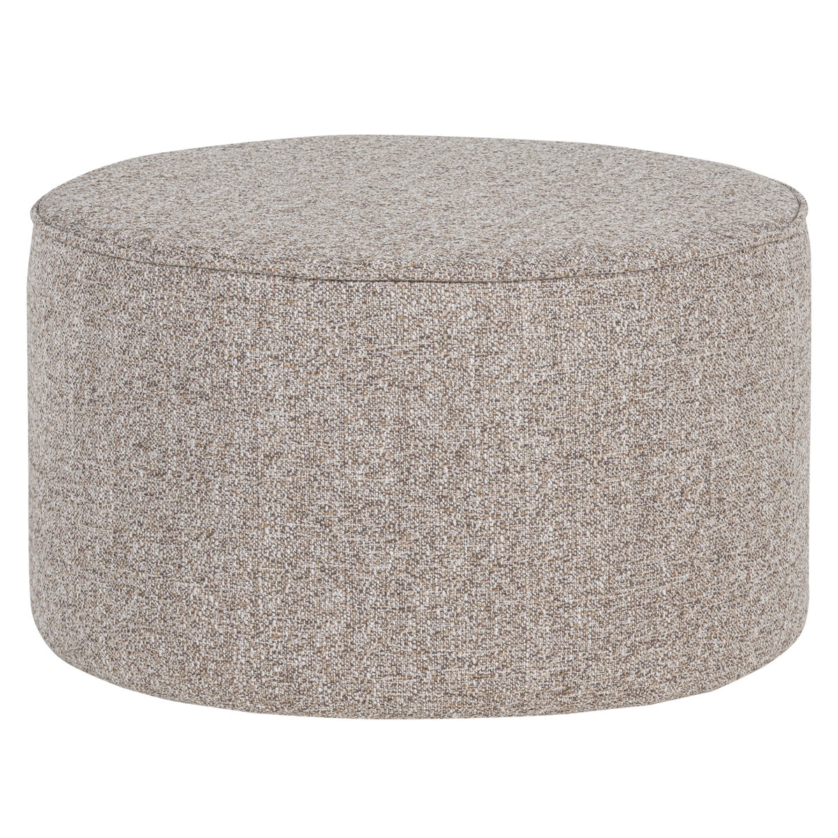 WOOOD poef laag Sara - Geweven Stof - Naturel Melange - 36xØ60cm
