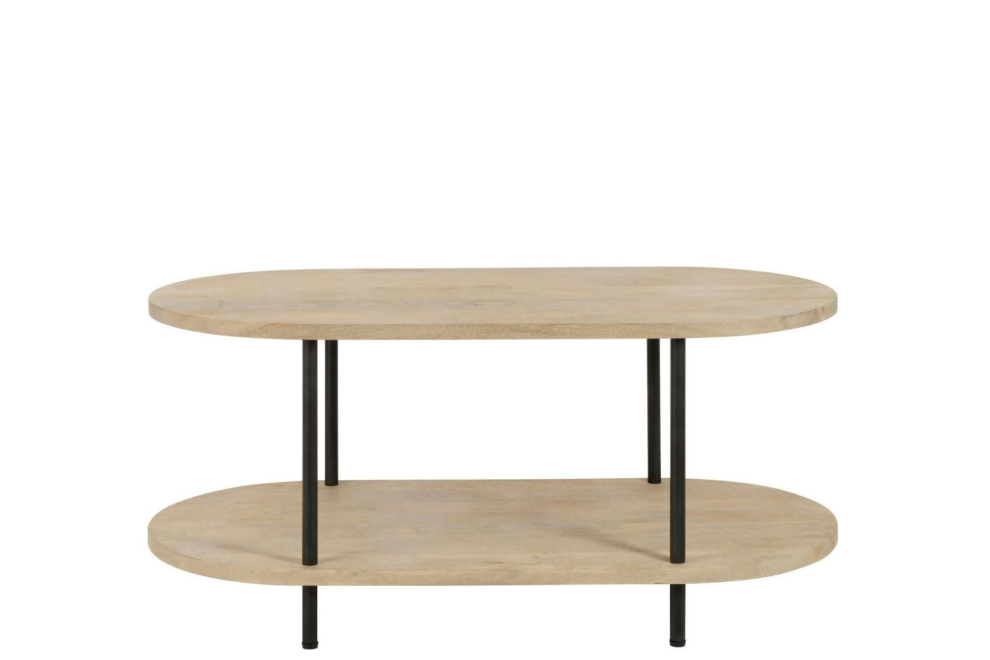 SALI - Table basse en bois de manguier à double plateau et en métal