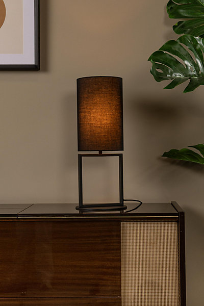 Lampe de table HERMAN en coton avec 1xE27 - Noir - Lucide
