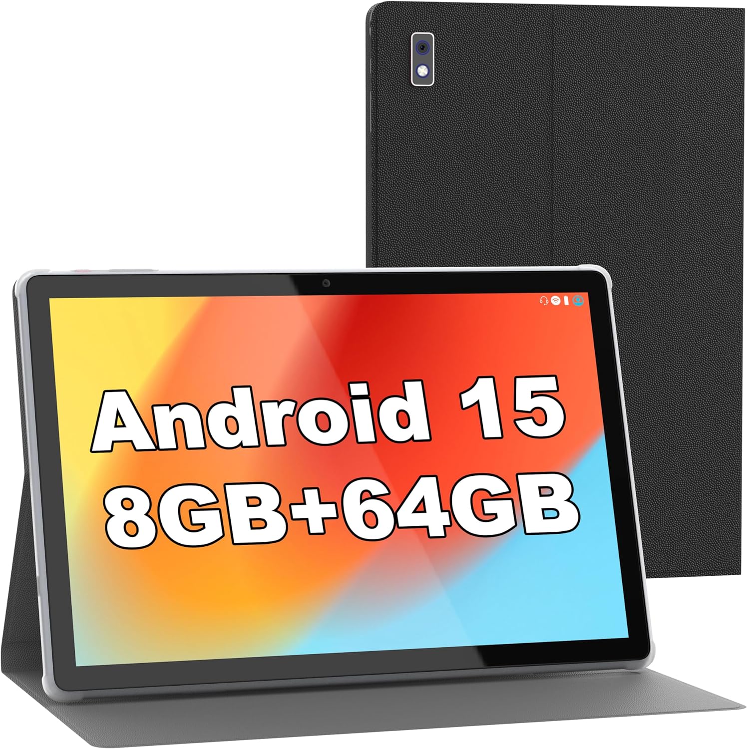 BYYBUO Android 15 Tablet,10.1 inch Tablet with Case,8GB RAM 64GB ROM Quad-Core Processor 5000mAh Battery, 1280x800 IPS FHD Touchscreen 5MP+8MP Camera, Bluetooth,WiFi,Metal Body, SMARTPAD A10_L
