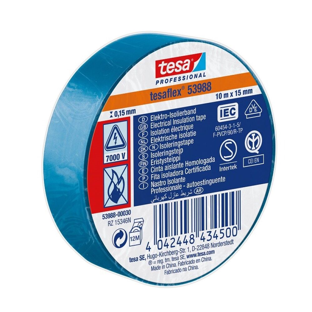 ISOLERINGSTAPE TESA TESAFLEX 10MX15MM BLÅ