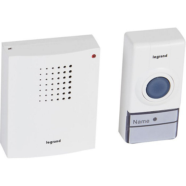 Kit carillon et sonnette sans fil 32 mélodies alimentation par piles Essentiel Legrand - Blanc