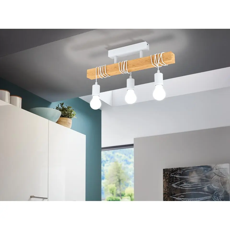 EGLOTownshendPlafondlamp-E27-55cm-Wit/Bruin