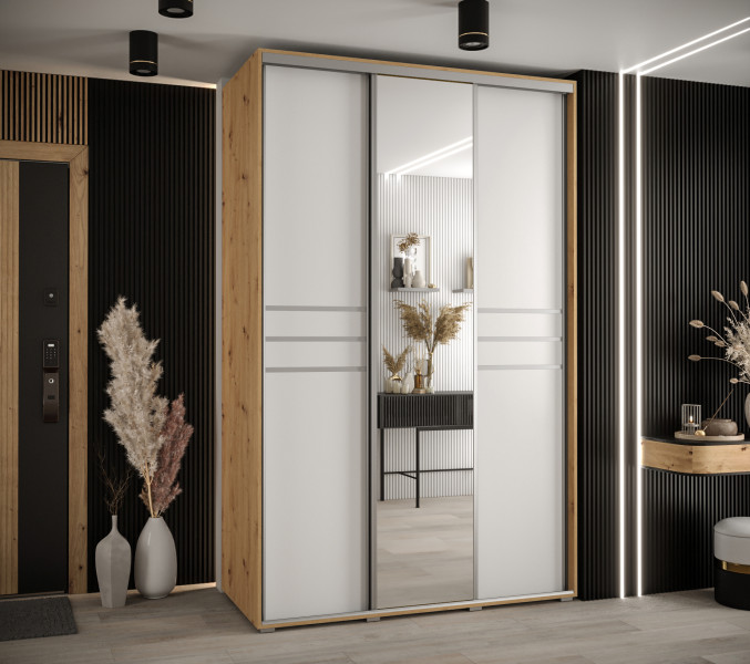 Szafa przesuwna 60 wysoka Davos 11 160 artisan biały srebrny