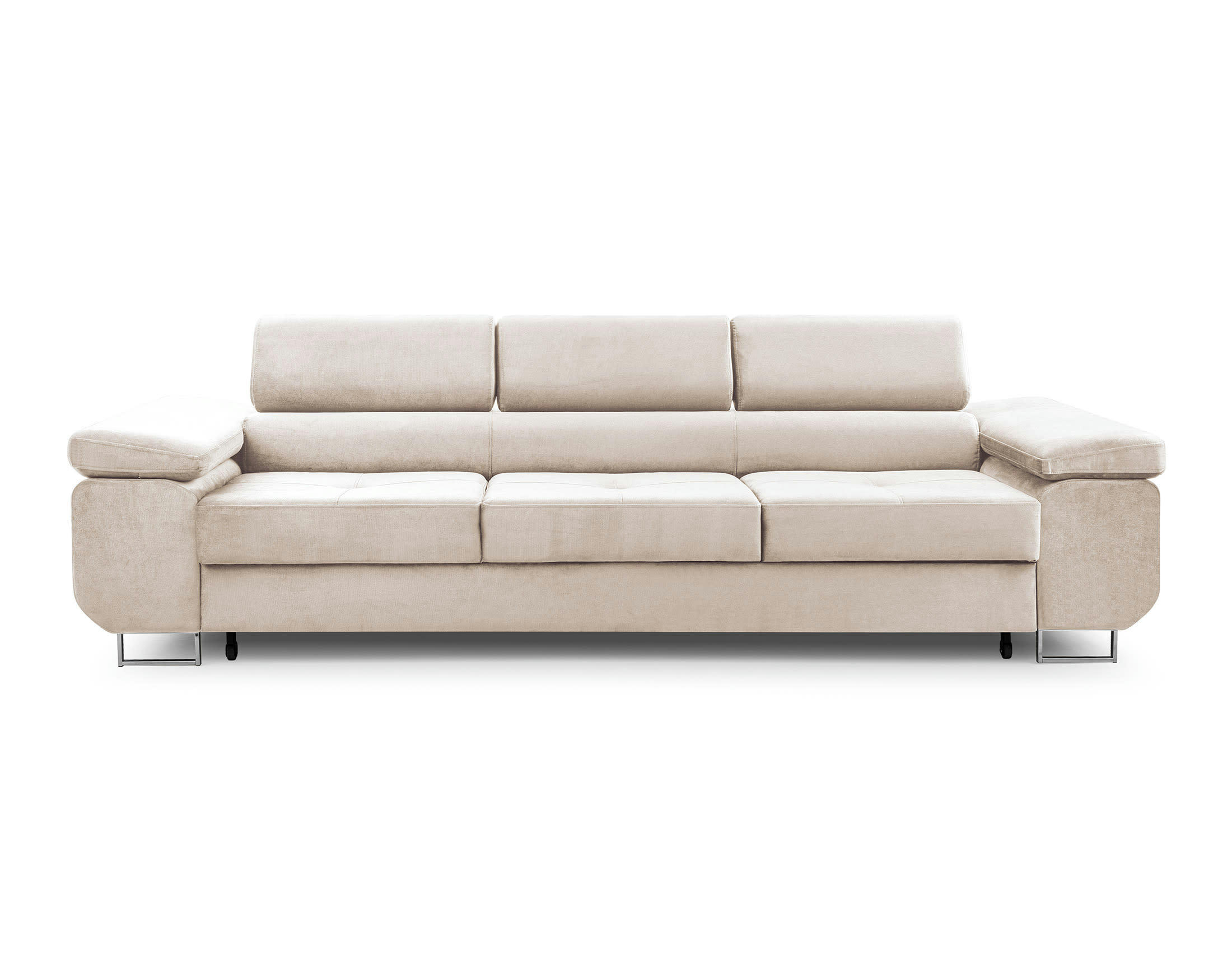 PABLO - Canapé droit convertible 3 places en velours beige