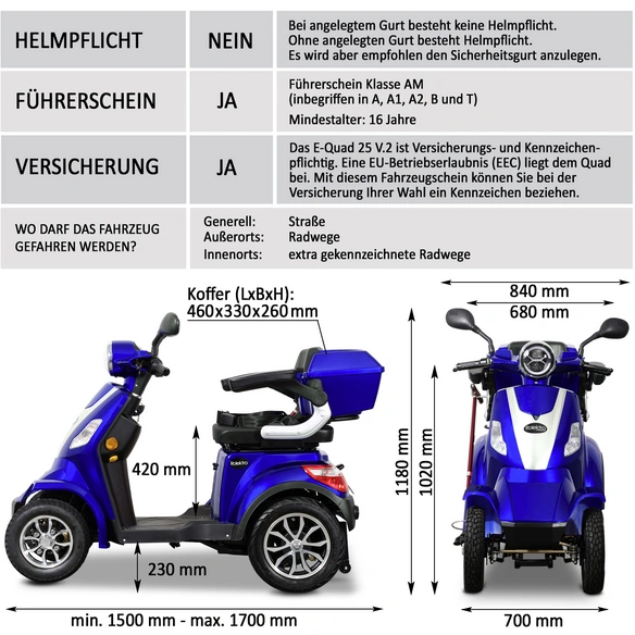 Elektroroller »E-Quad«, max. 25 km/h, Reichweite: 50 km
