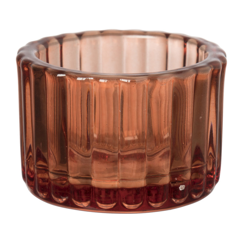 Theelichthouder ribbel - rood - &Oslash;5x3.7 cm