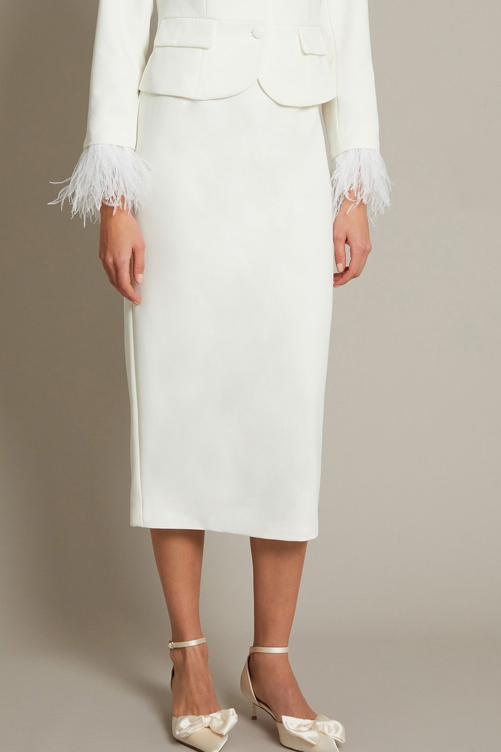 Monsoon Selah Pencil Bridal Skirt Ivory