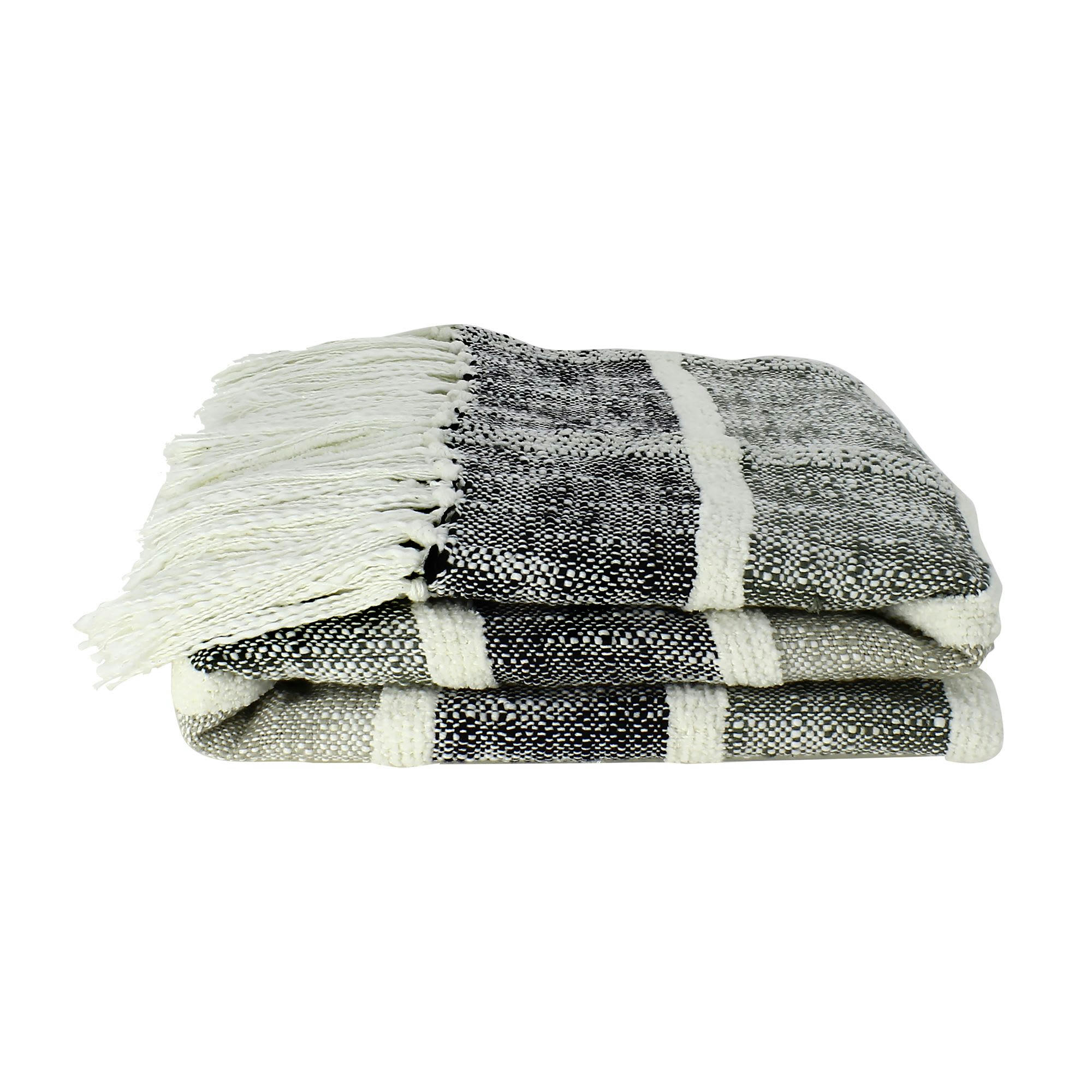 SERRA - Plaid en coton et polyester noir et gris 150cm