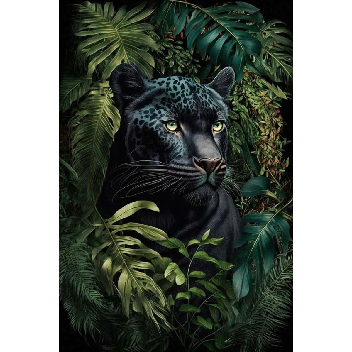 ANIMAUX - Tableau sur verre panthère noire 45x65 cm