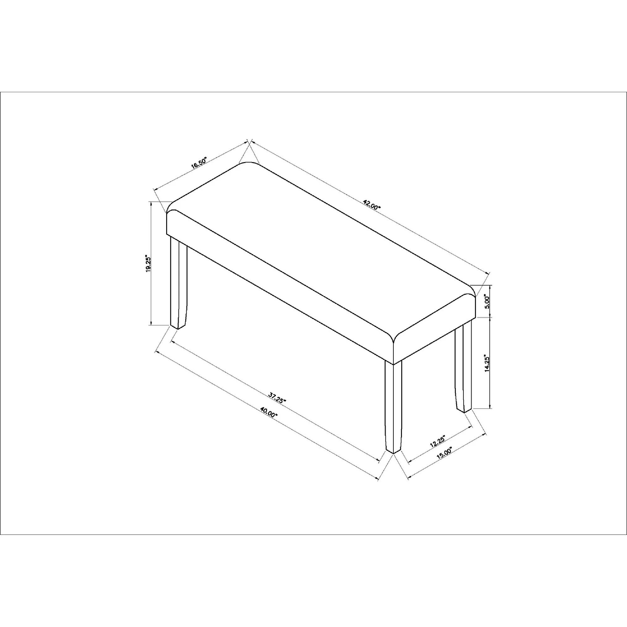 1pc Contemporary Upholstered Dining Bench