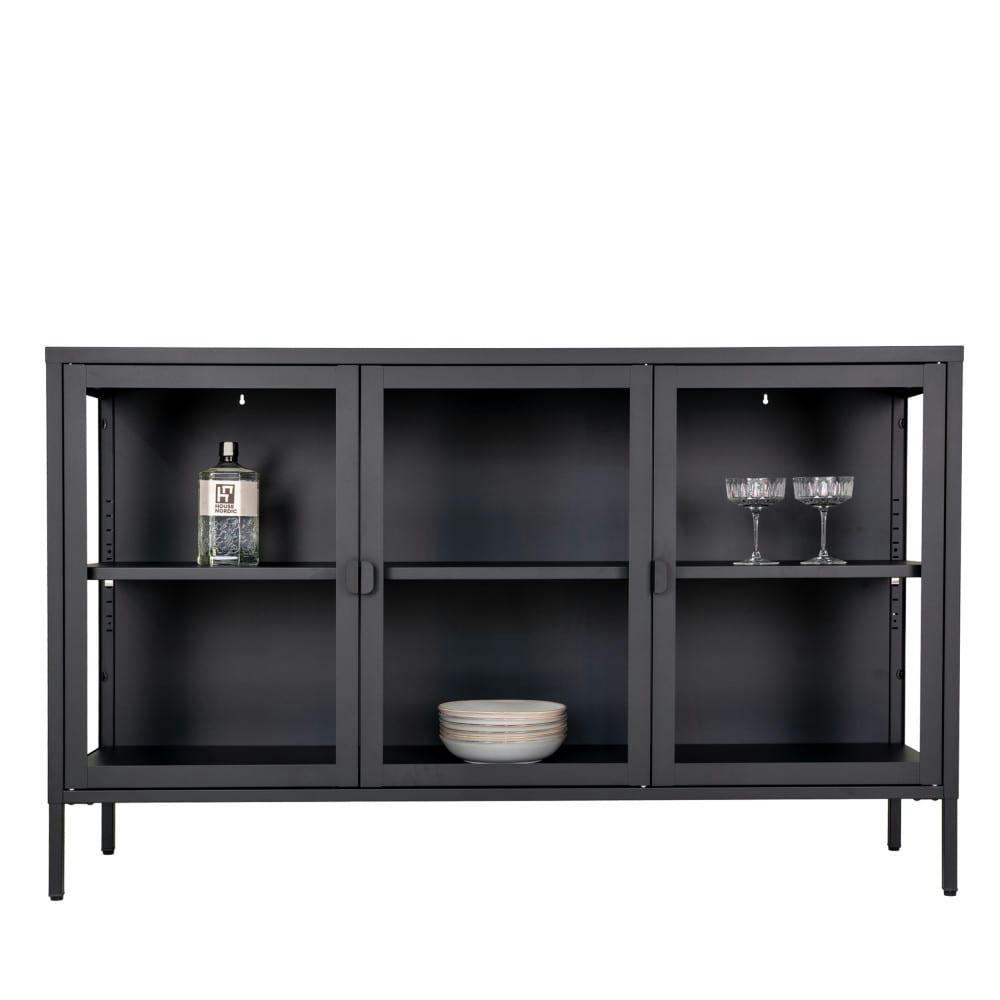BRISBANE - Buffet en verre et métal L140cm noir