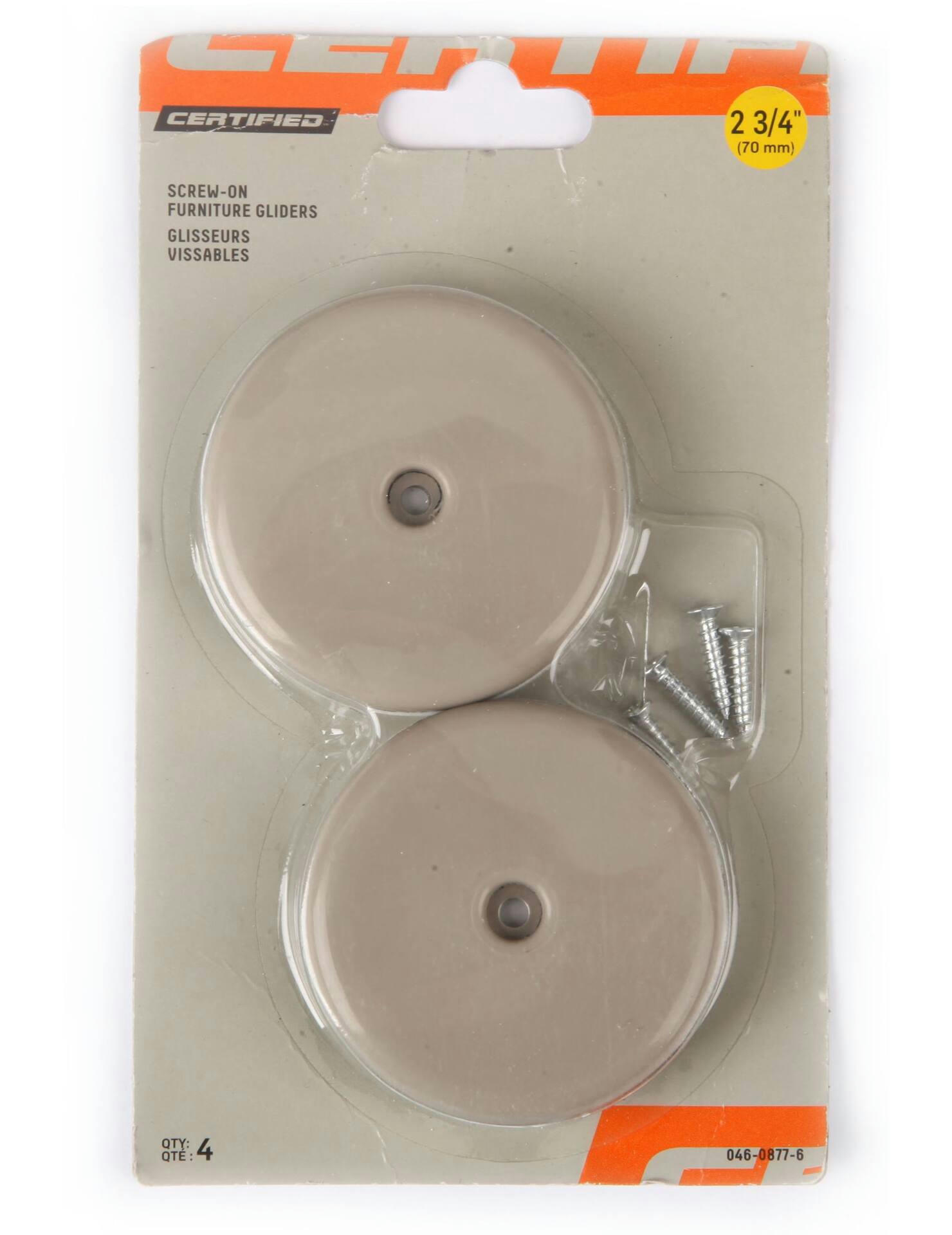 Screw-On Furniture Gliders, 2-3/4-in