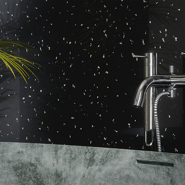 Panneau Douche PVC Terrazzo Noir - L. 240 x l. 100 x ép. 1 cm
