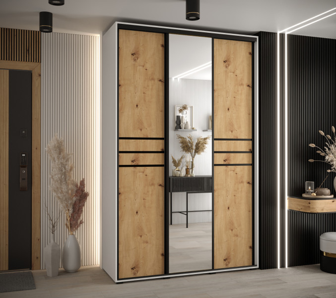 Szafa przesuwna 45 wysoka Davos 11 160 biały artisan czarny