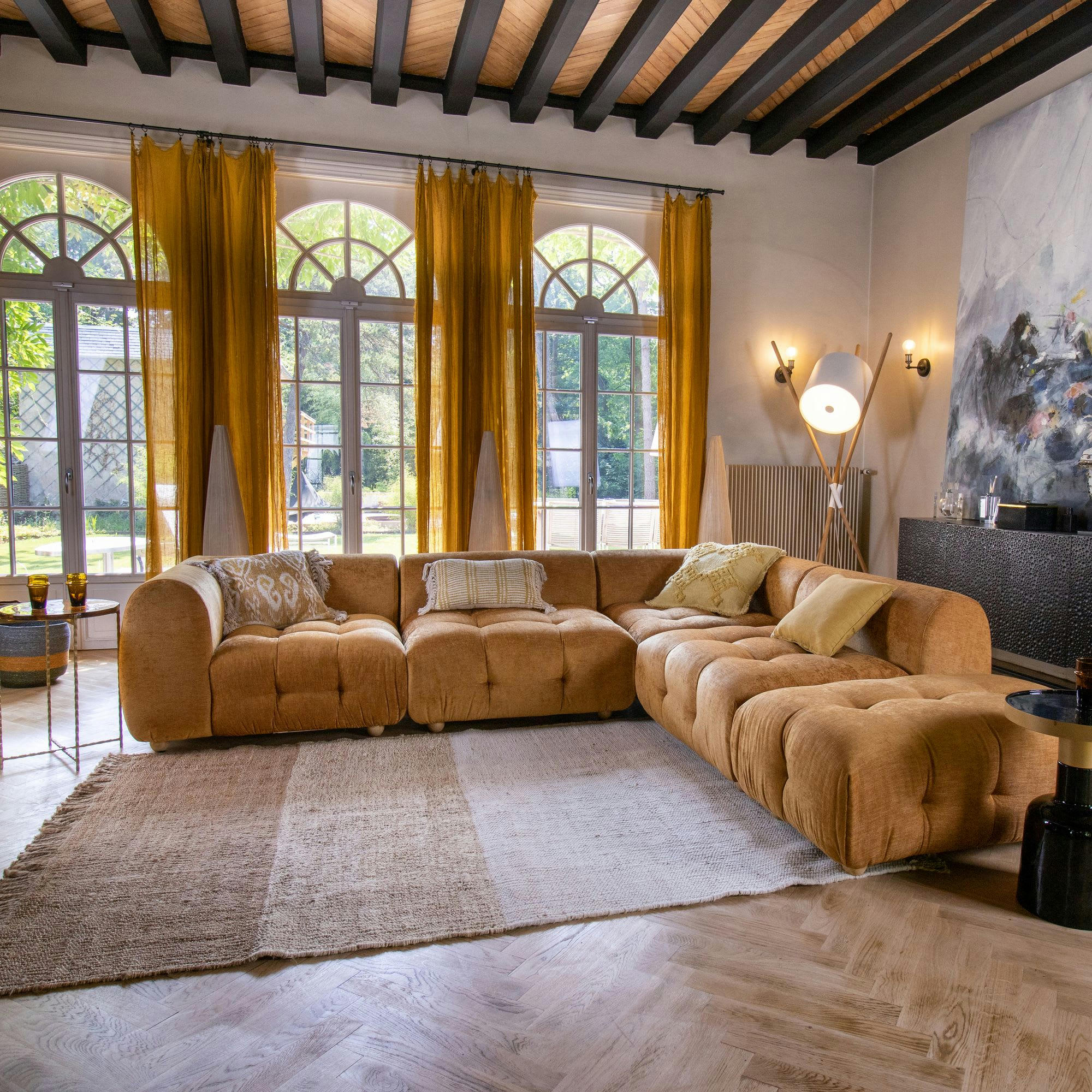 FRANCA - Tapis en jute et laine avec franges 160x230cm