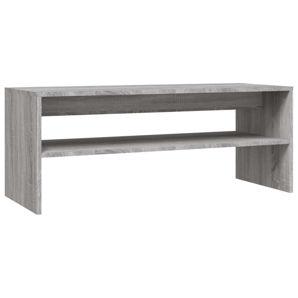 Stolik Kawowy Ława Stół Szary 100x40x40 Półka Do Salonu Do Pokoju