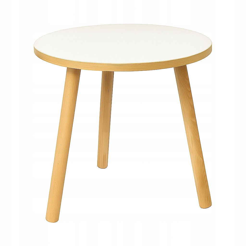 Stolik kawowy biały okrągły 50 cm, wysokość 46 cm