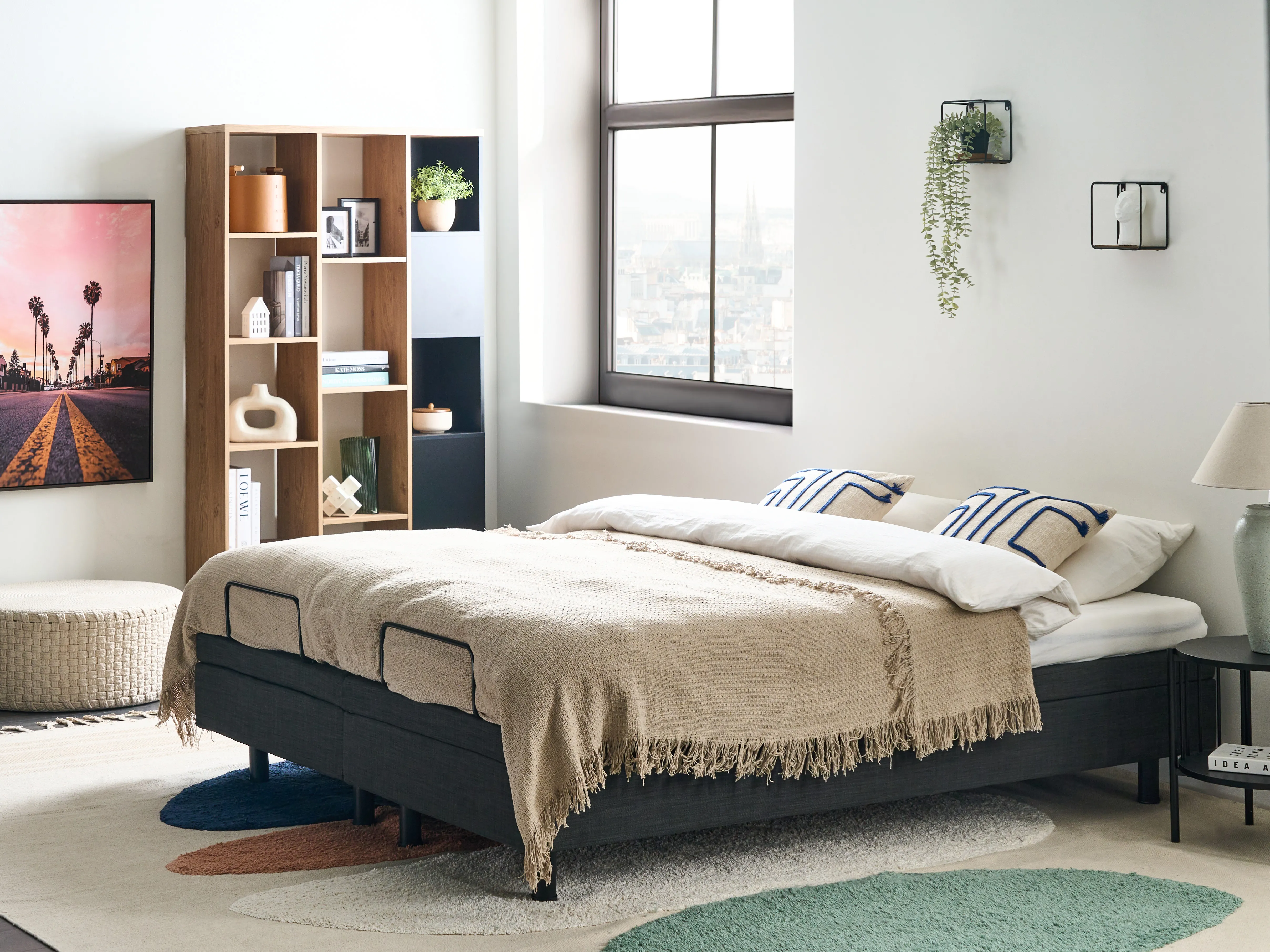 Adjustable Bed without Headboard Fabric DUKE 160 x 200 cm (EU King Size) Dark Grey