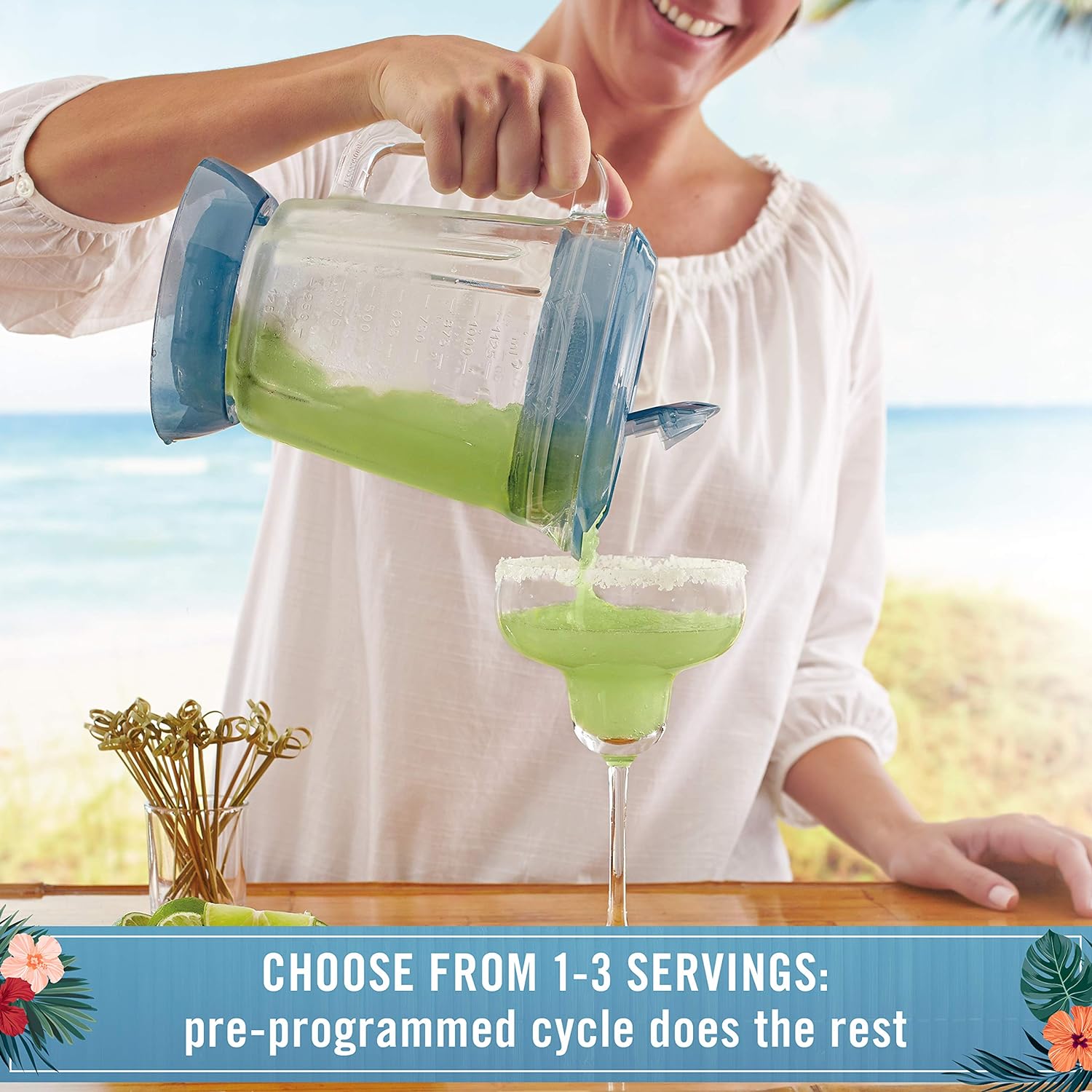 Margaritaville Key West Frozen Concoction Maker with Easy Pour Jar and XL Ice Reservoir, 4 Programmed Drink Settings, Great for Entertaining and Parties