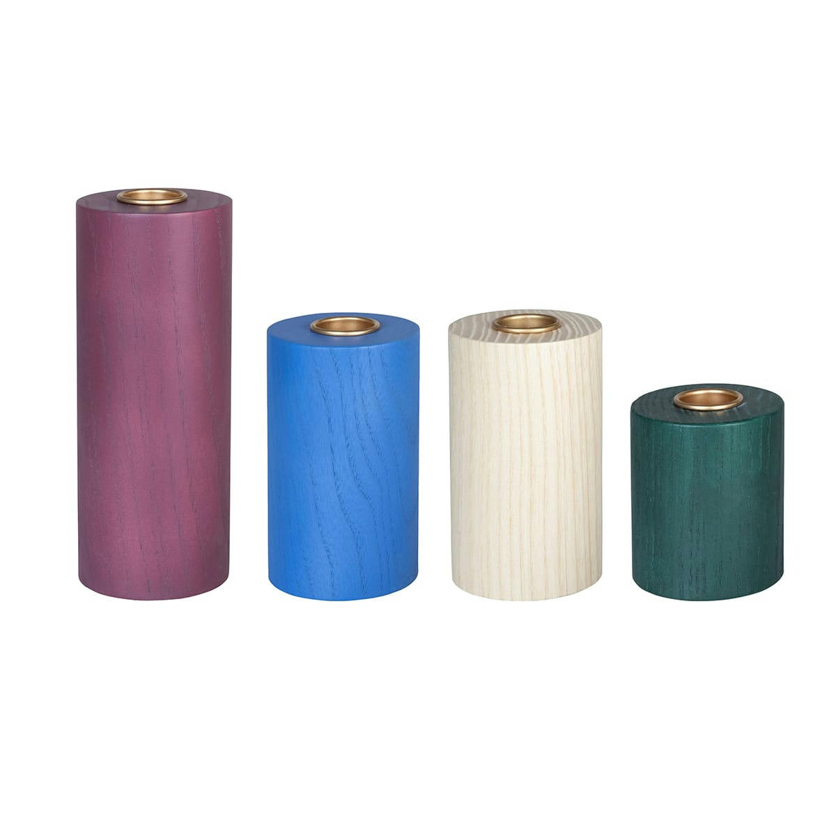 CRAYON - Bougeoirs en bois de chêne  multicoloré (set de 4)