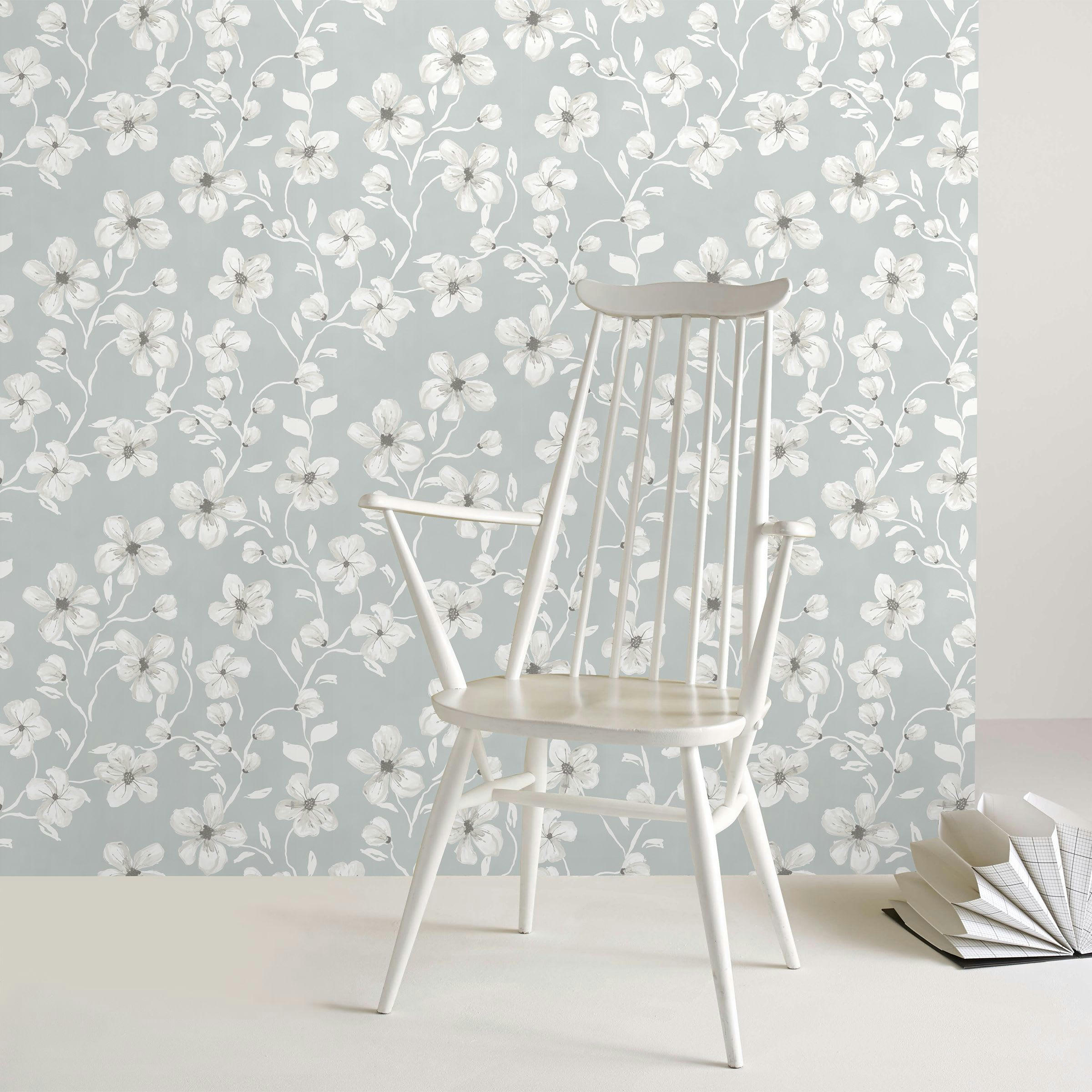 SOPHIE - Papier peint intissé fleurs Sophie gris 1005x52cm