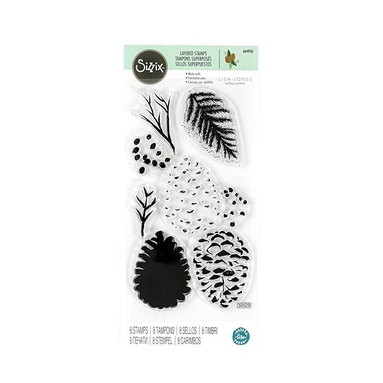 Sizzix Pine Branch Layered Stamp Set 8 Pieces