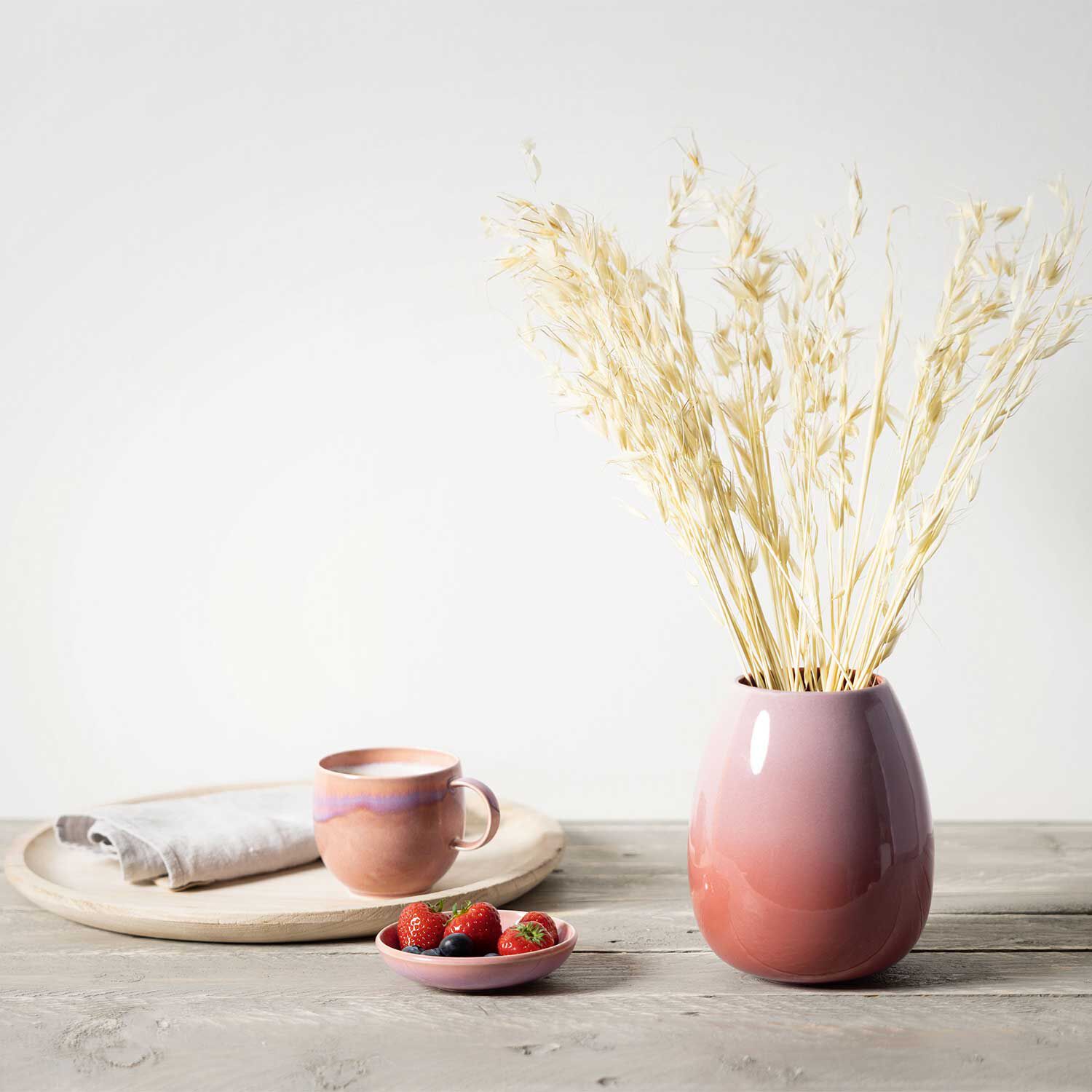 Perlemor Vase - Pink, 5.7'' x 6.9'', stoneware