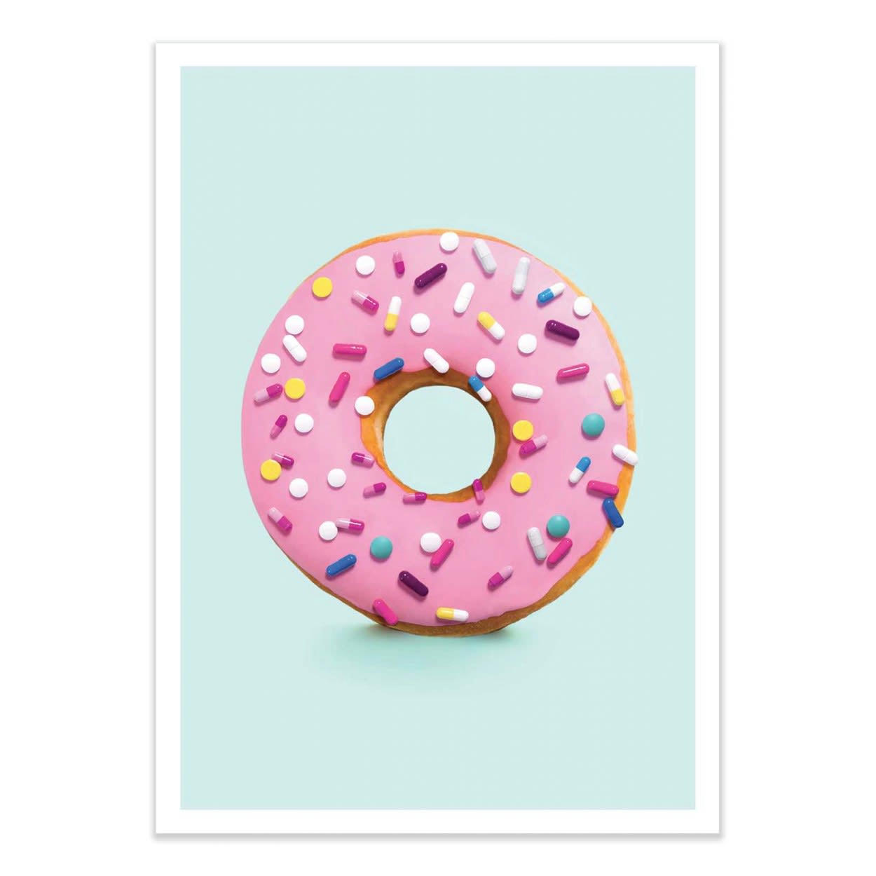 PAUL FUENTES - HAPPY PILLS - Affiche d'art avec Cadre bois noir - 30 x 40 cm