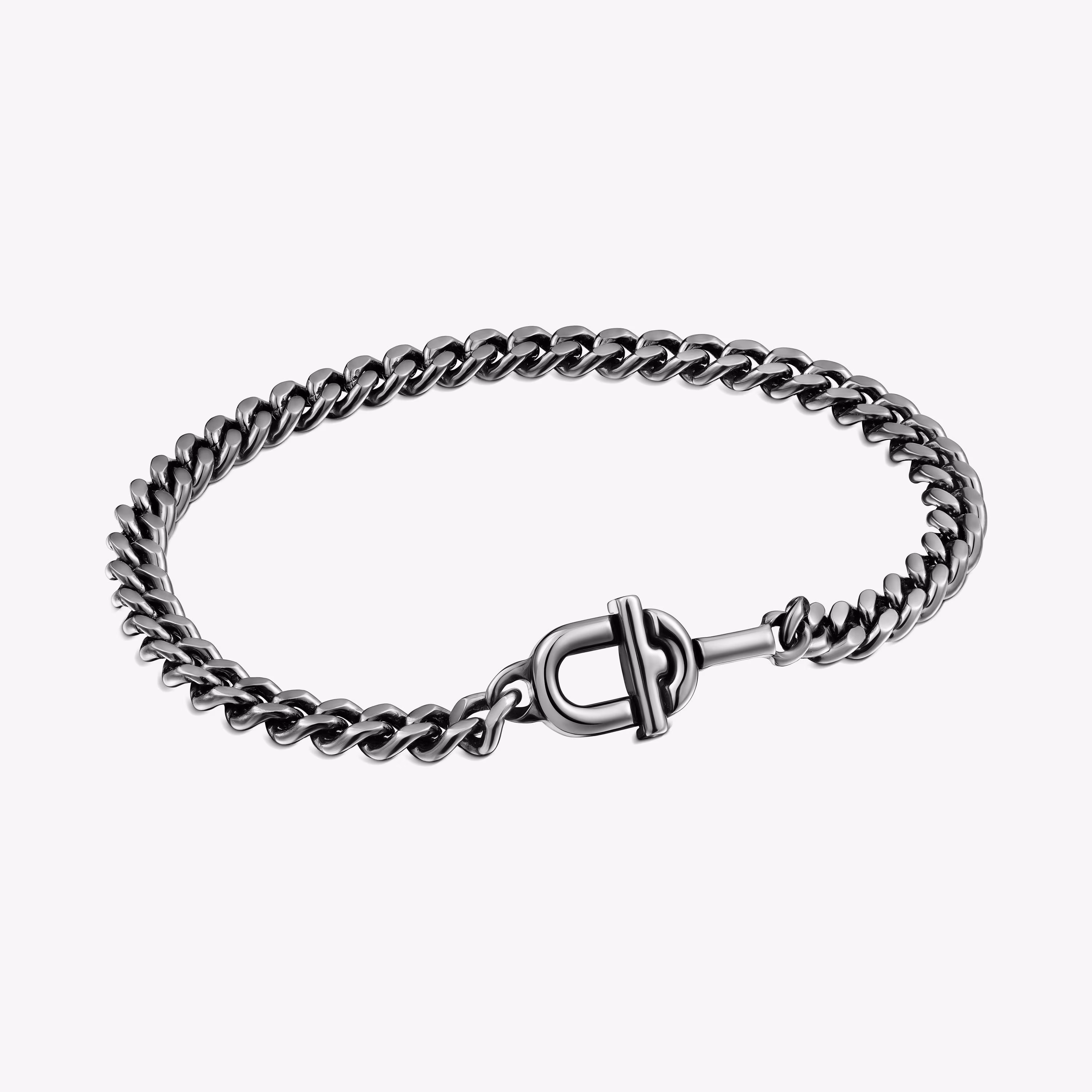 Pulsera de cadena barbada en plata dark silver 19 cm TOUS MANIFESTO