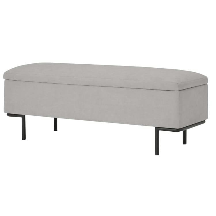 HARLOW - Banc de rangement en velour gris 40x130