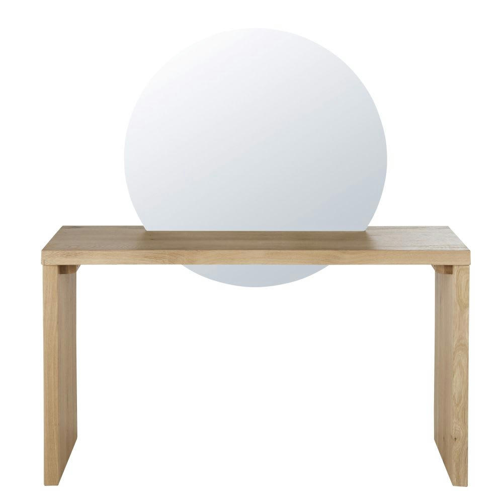 - Console professionnelle en chêne massif éco-conçue avec miroir amovible