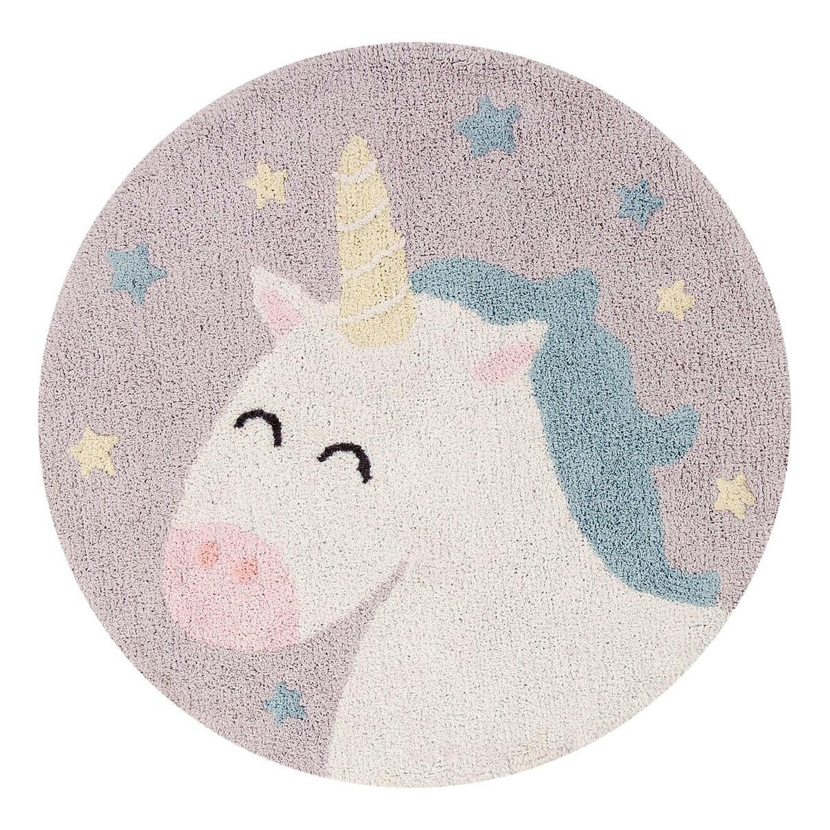 LICORNE - Tapis coton rond lavable licorne D100cm