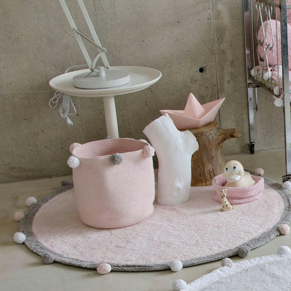 BUBBLY - Panier de rangement en coton rose